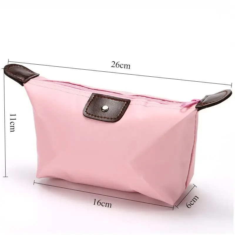 trousse de maquillage pliante couleur bonbon, organisateur cosmétique portable de voyage avec sangle de transport
