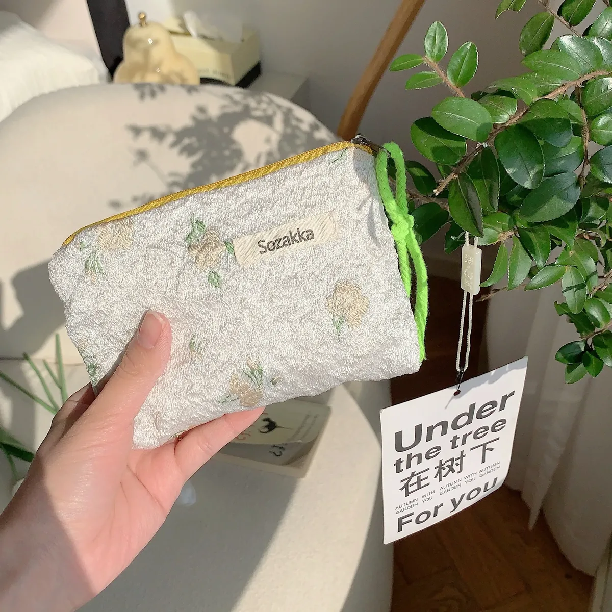 petite trousse de maquillage cosmétique pour femmes et filles, mini sacs à fleurs en coton, trousse de maquillage rouge à lèvres, sac à main pour enfants, trousse à poudres à monnaie
