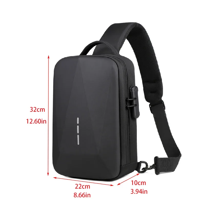 sacs de poitrine antivol à serrure à combinaison avec port de chargement usb, sac à bandoulière de mode pour hommes d'affaires, sac à bandoulière de rangement de voyage