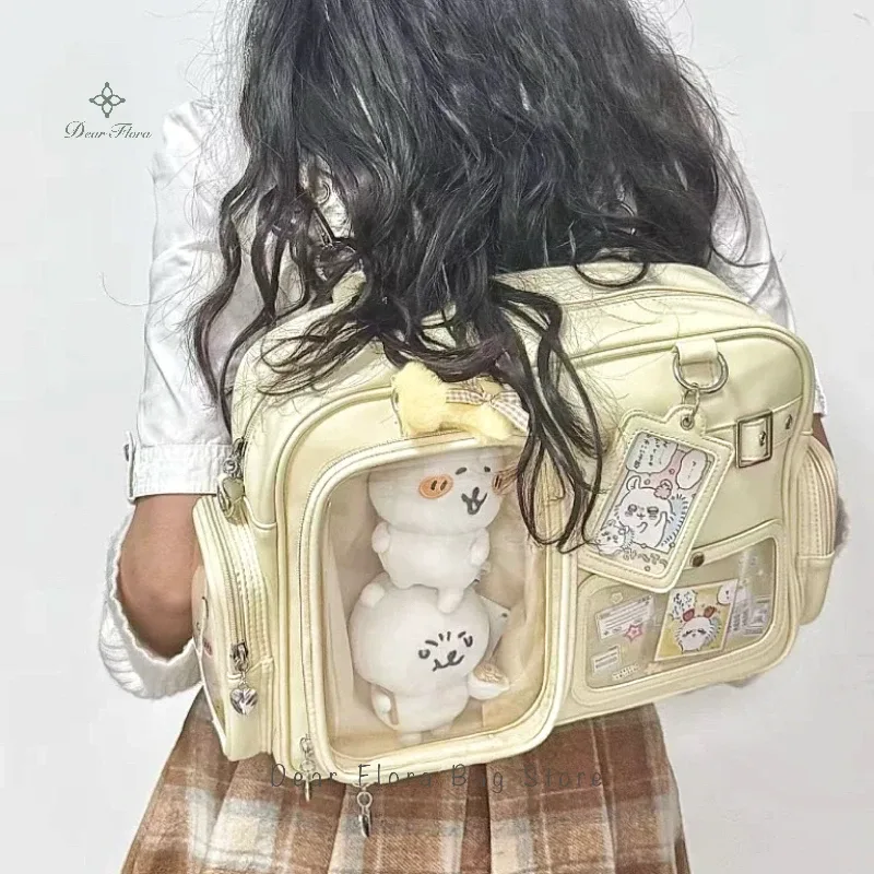 nouveau y2k mignon ita sac concert grande capacité sac à bandoulière lolita fille sac à dos transparent bricolage badge affichage sac à bandoulière décontracté