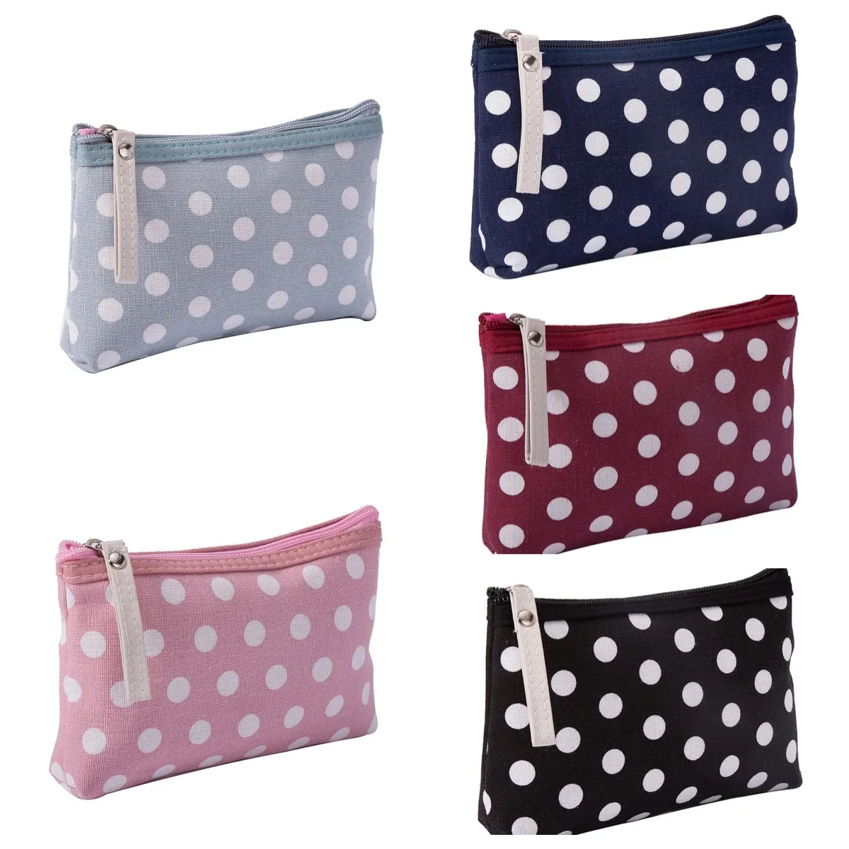 sac de maquillage en toile imprimé de points, sacs à cosmétiques pour femmes, trousse de toilette, organisateur de téléphone, pochette pour clé de téléphone, porte-monnaie, sac à cosmétiques de voyage