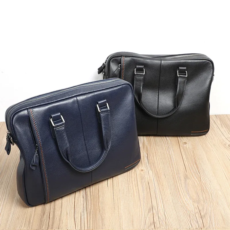 porte documents cuir vache polyester noir bleu kaki fermeture éclair voyage homme pods compact solide