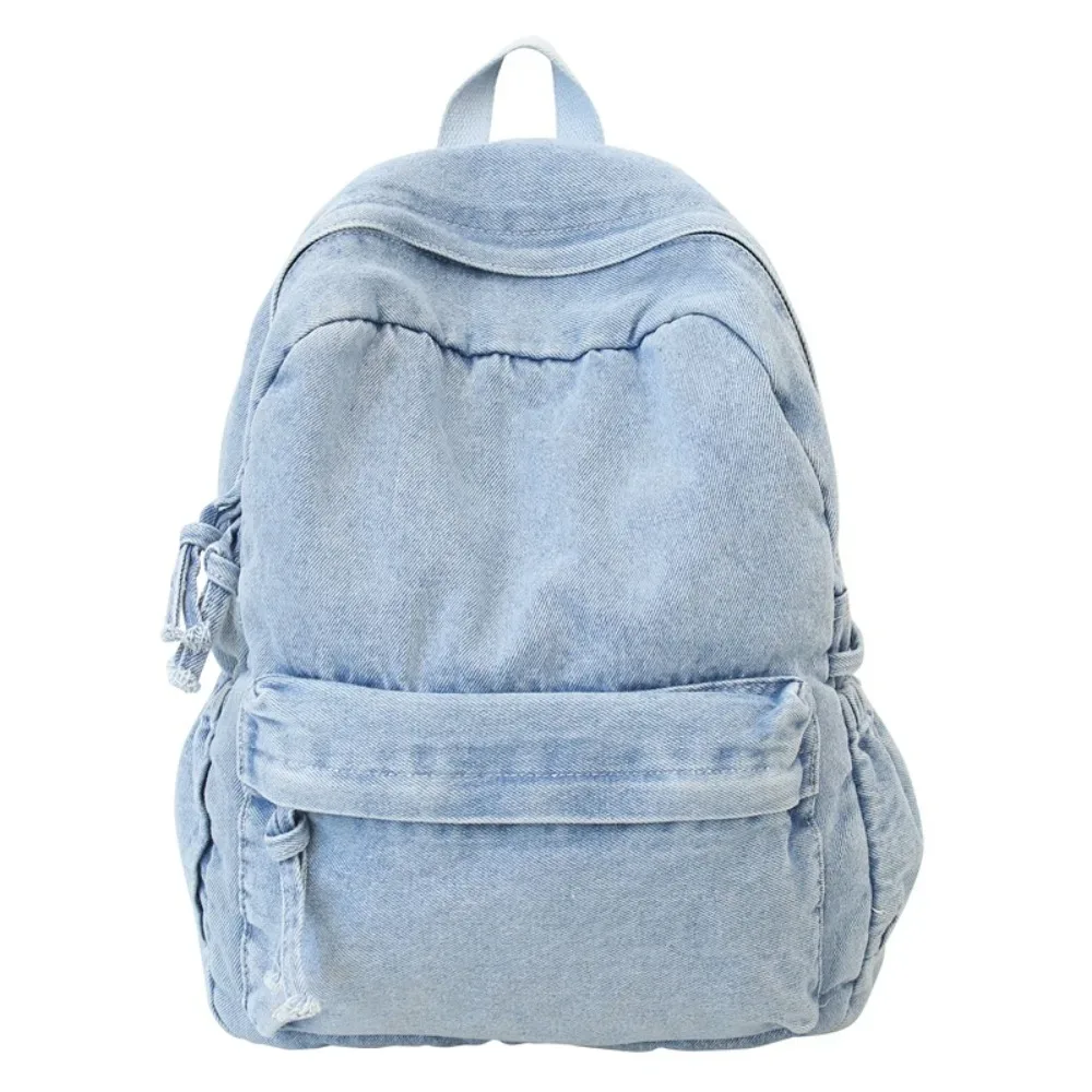 sac à dos en jean portable y2k, style streetwear, grande capacité, sac à main vintage, sac de shopping de style japonais, sac bandoulière uni pour fille