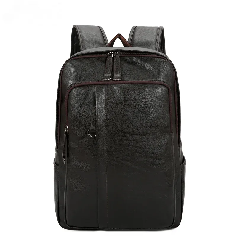 sac à dos en cuir de grande capacité pour hommes d'affaires, simple, de haute qualité, solide, vintage, décontracté, pour jeunes, loisirs, voyage