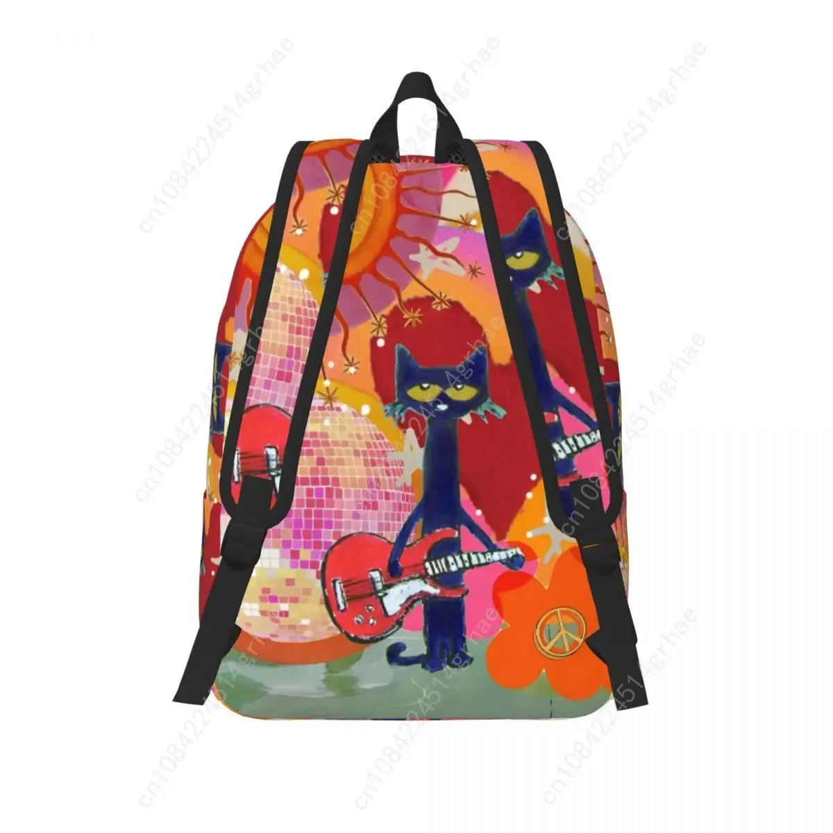 pete the cat i love my white shoes sac à dos pour lycée, sac à dos d'affaires avec motif de chats de dessin animé pour hommes et femmes, sac à bandoulière pour ordinateur portable