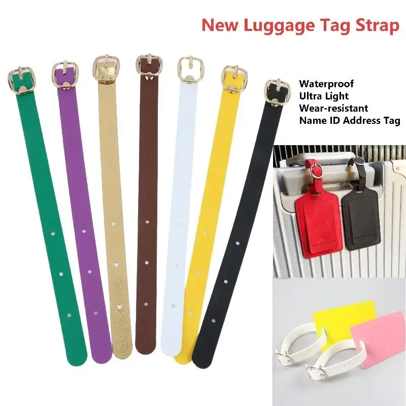 sangles d'étiquettes de bagages en pu résistantes aux rayures, boucles en alliage multicolores pour voyages d'affaires, porte-étiquettes de valise