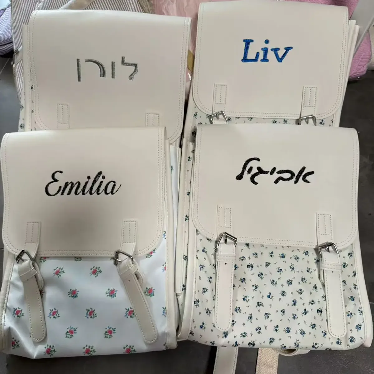 sac à dos en pu à fleurs, sac de loisirs coréen personnalisé de grande capacité, sac à dos unique pour les étudiants de retour, nouvelle collection 2025