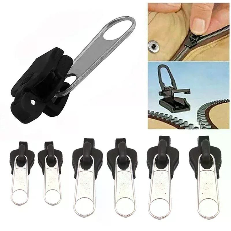 kit de réparation de fermeture éclair instantanée universelle, 6 pièces, curseur de fermeture éclair de remplacement pour bricolage couture