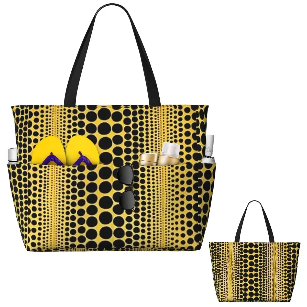 sac fourre-tout de plage abstrait yayoi kusama pumpkin, sac de sport, de gym, de yoga, grand sac fourre-tout pour femme, sac de voyage, sac de fitness