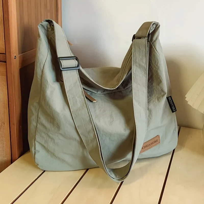 sac à main en nylon, sac à bandoulière souple, sac hobo, sac messager de couleur unie pour femmes, pour le travail quotidien, le shopping, les voyages et les activités de plein air