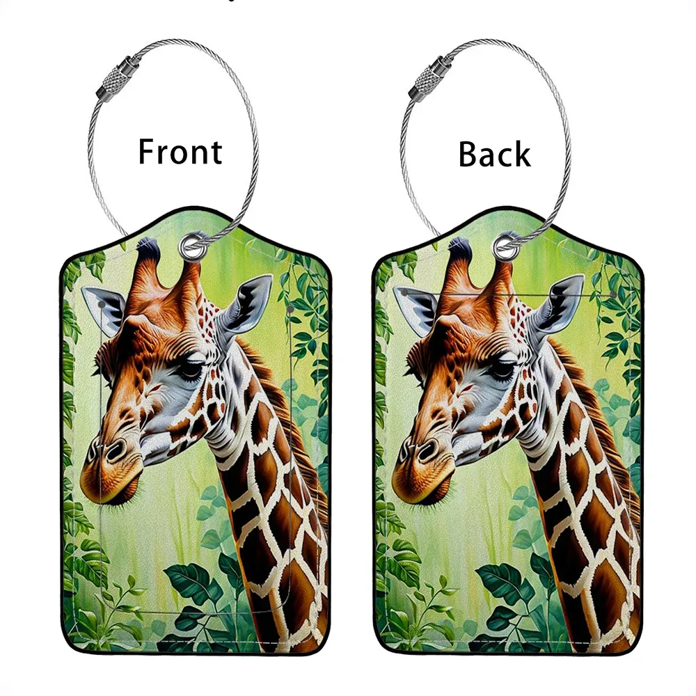 vente flash étiquette de bagage en cuir avec animaux mignons, étiquette d'adresse pour valise, étiquette d'embarquement pour bagage, clip d'identification avec nom et adresse