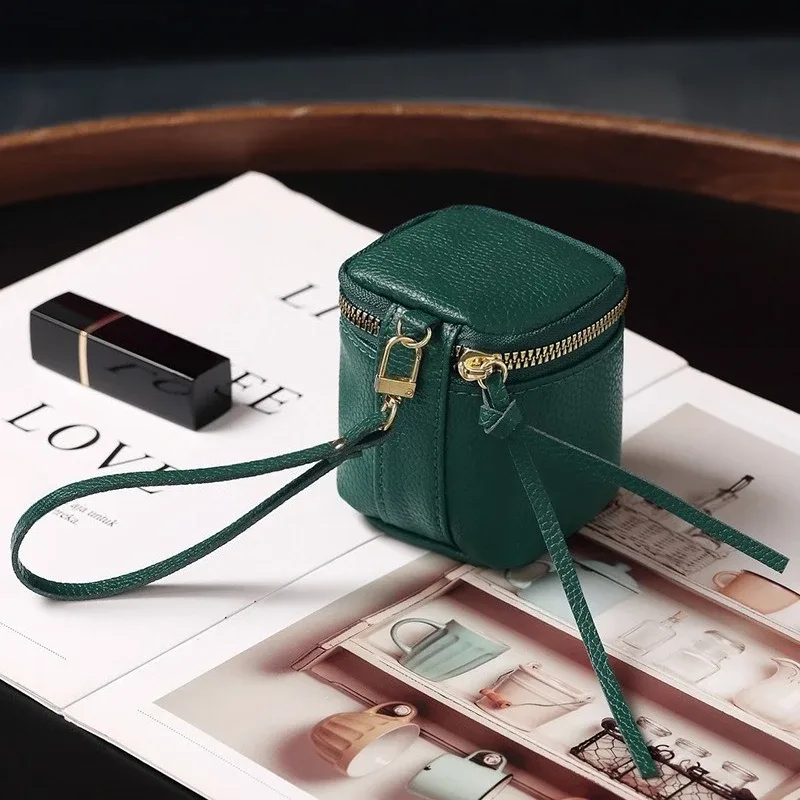 sacs à cosmétiques en cuir vintage pour femmes, petits sacs de maquillage pour rouge à lèvres, pochette pour ligne de données, clé, étui organisateur pour écouteurs