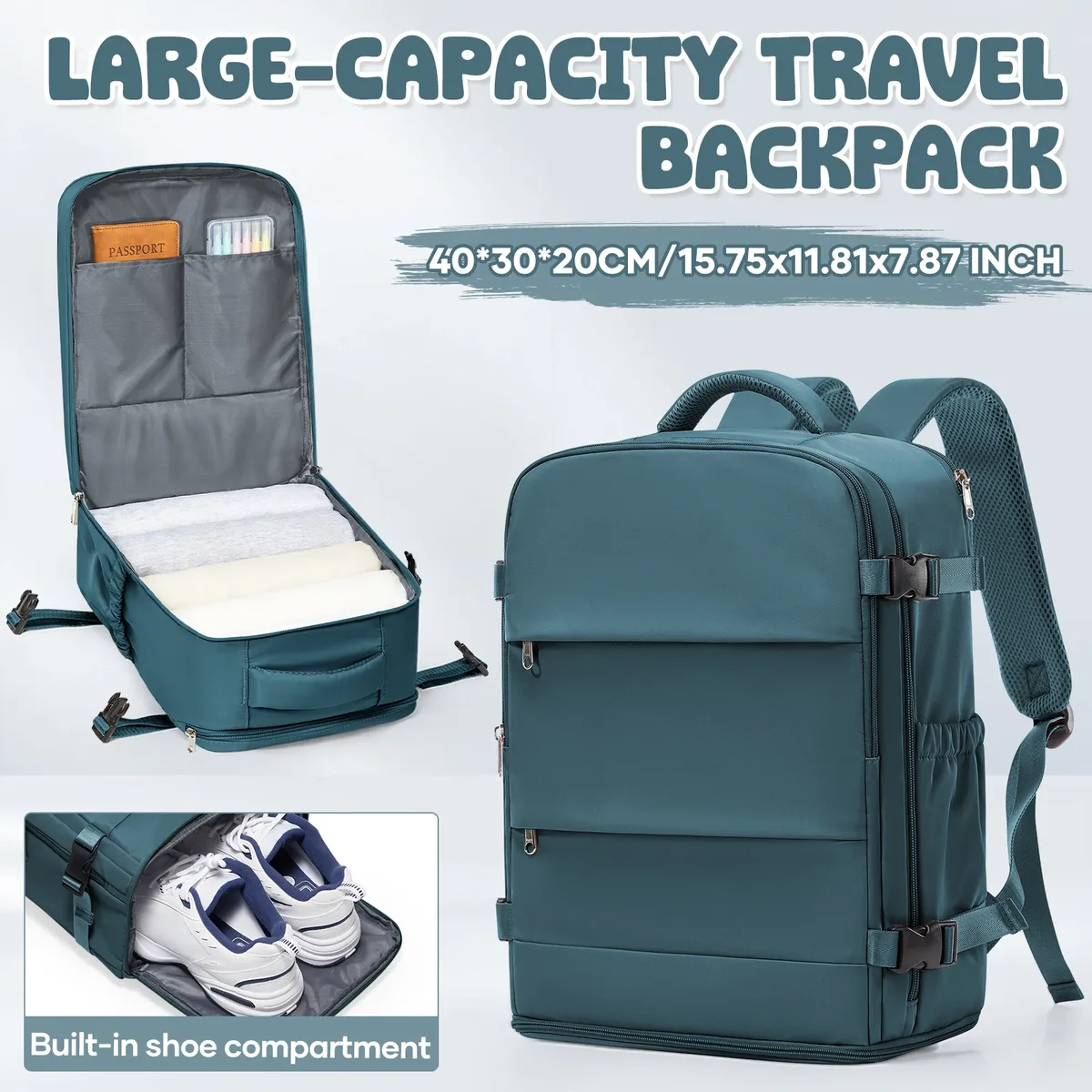 sac à dos de voyage pour femmes et hommes, bagage à main 40x30x20 pour ryanair, sac de voyage pour cabine, sac à dos pour l'université, sac pour ordinateur portable imperméable pour le travail