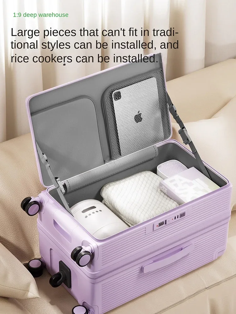 valise bagage roulante pc violet gris design moderne transport voyage capacité grande roues toupies poignée traction large compacte