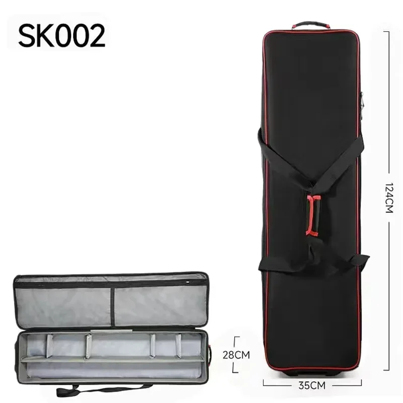 kit d'éclairage flash de studio professionnel, valise à roulettes, équipement photographique de grande/moyenne/petite taille, sac de voyage avec roulettes
