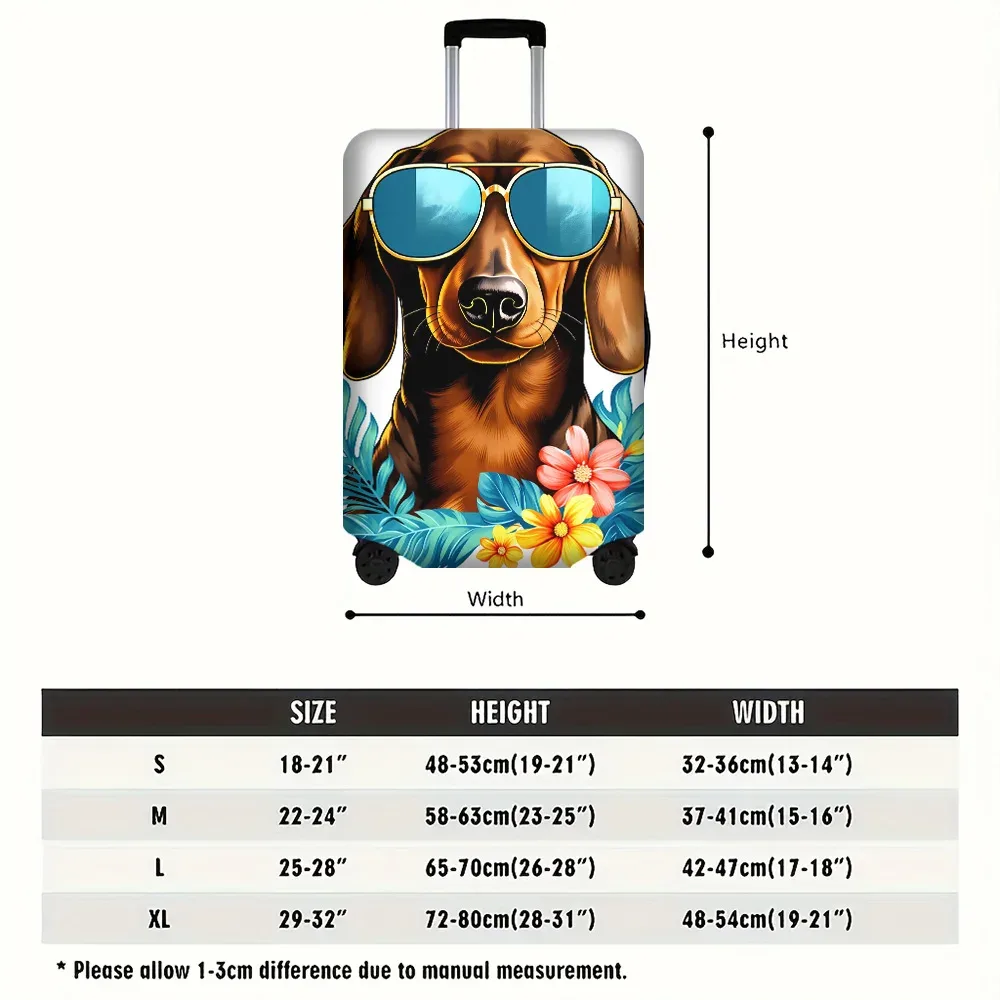 housse valise polyester motif chien lunettes soleil fleurs tropicales blanc protection voyage valises grands formats