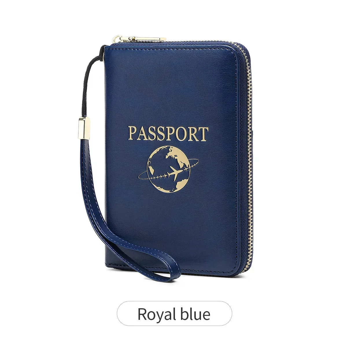 porte-passeport bloquant rfid, portefeuille de voyage, passeport, sac pour cartes de crédit, portefeuille multifonctionnel à fermeture éclair avec dragonne, à la mode