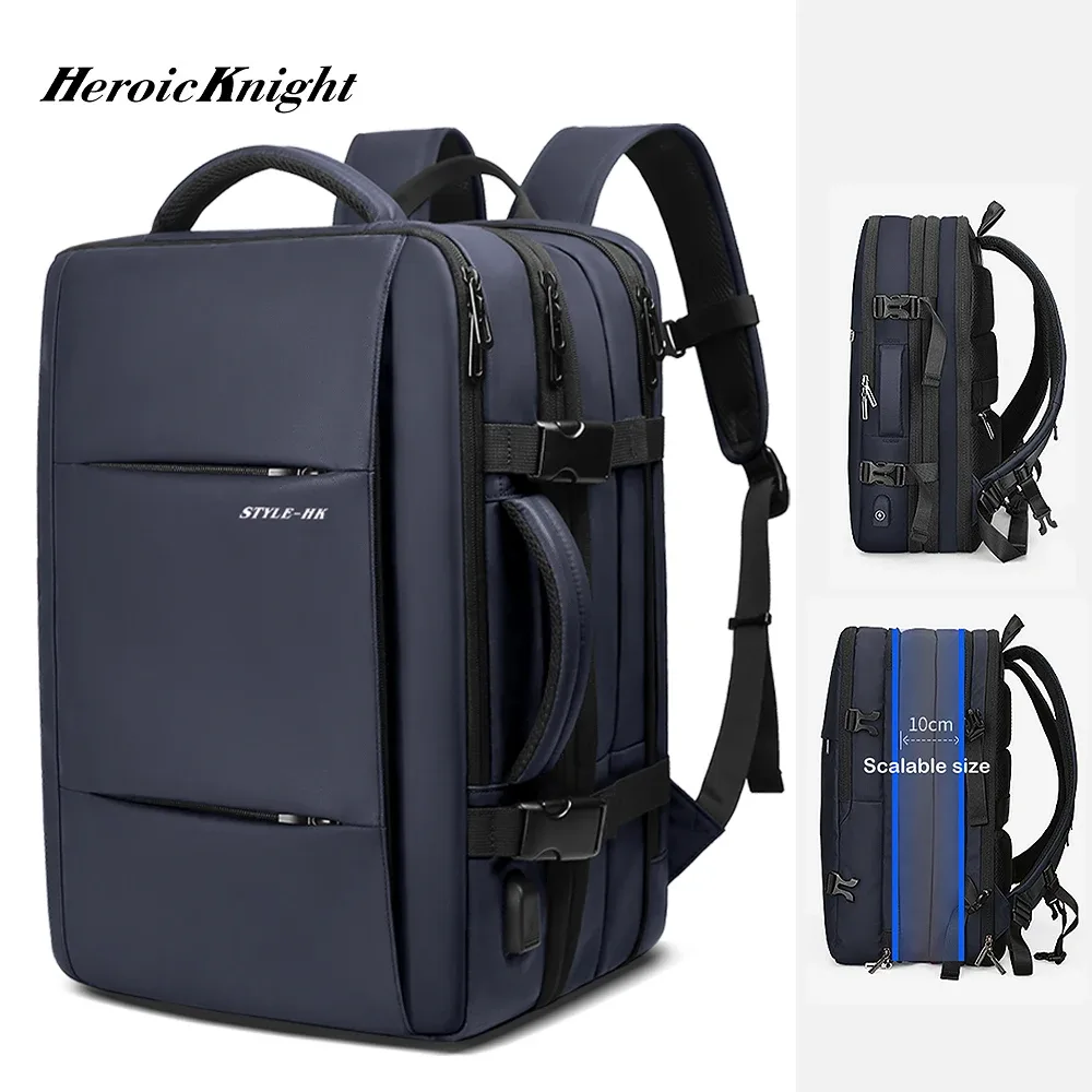 heroic knight – sac à dos de voyage extensible pour hommes, sac à dos de travail de grande capacité pour ordinateur portable 15.6, étanche, cartable d'université décontracté