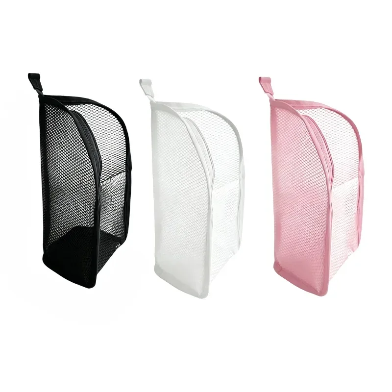 trousse de toilette portable en maille, organisateur de voyage suspendu léger et pliable transparent pour brosse à dents et articles de voyage