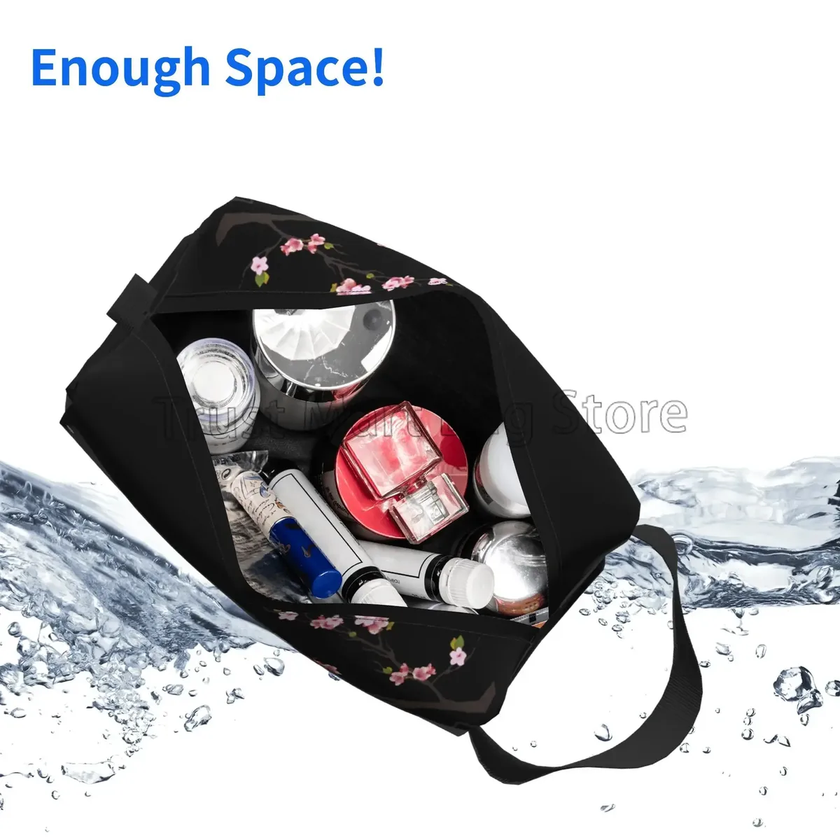 sacs à cosmétiques japonais sakura imprimés fleurs de cerisier pour femmes, pochette de toilette de voyage à fermeture éclair, grand sac de maquillage résistant à l'eau, cadeau