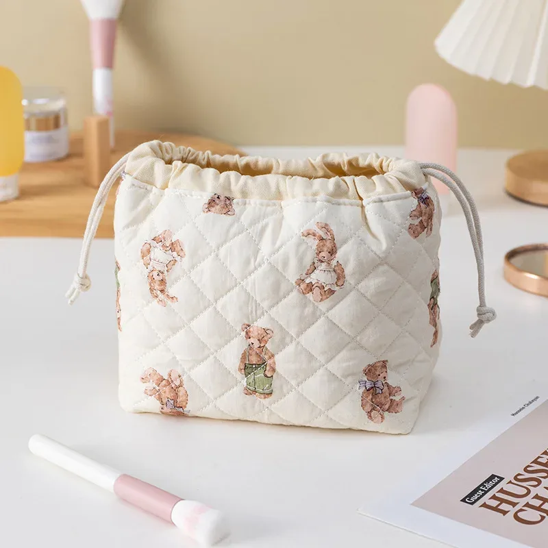sac de rangement portable de voyage grande capacité avec cordon de serrage, en forme de coquille, mignon, de niche, pochette de rangement polyvalente en coton