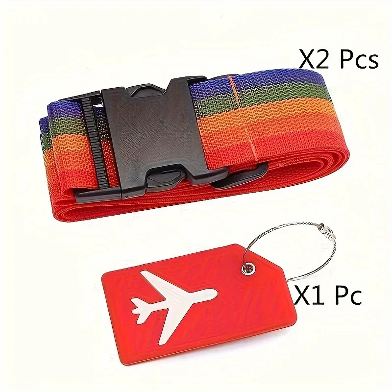 sangle bagage tissu couleur vibrante fixation orange noir voyage identification bagage belt boulon réglable prévention craquelures transport