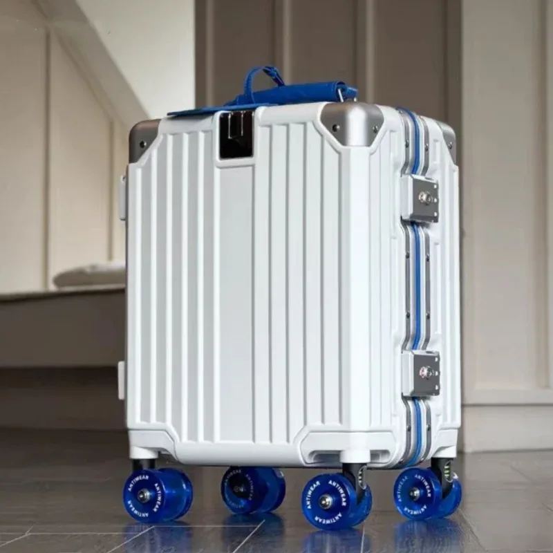 valise à roulettes légère de 14 pouces avec serrure tsa, cadre en aluminium, bagage à main, pas besoin de s'enregistrer à la compagnie aérienne