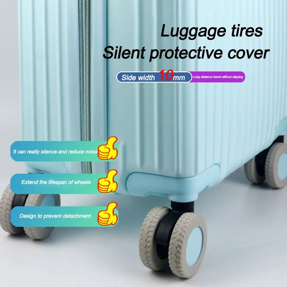 housse valise protection roues caoutchouc silicone couleur doré marron orange rose silencieuses voyage usage