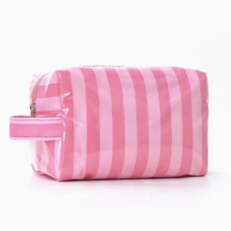trousse de toilette rayée avec nom brodé, portable, imperméable, multifonctionnelle, cadeau pratique pour demoiselle d'honneur de mariage