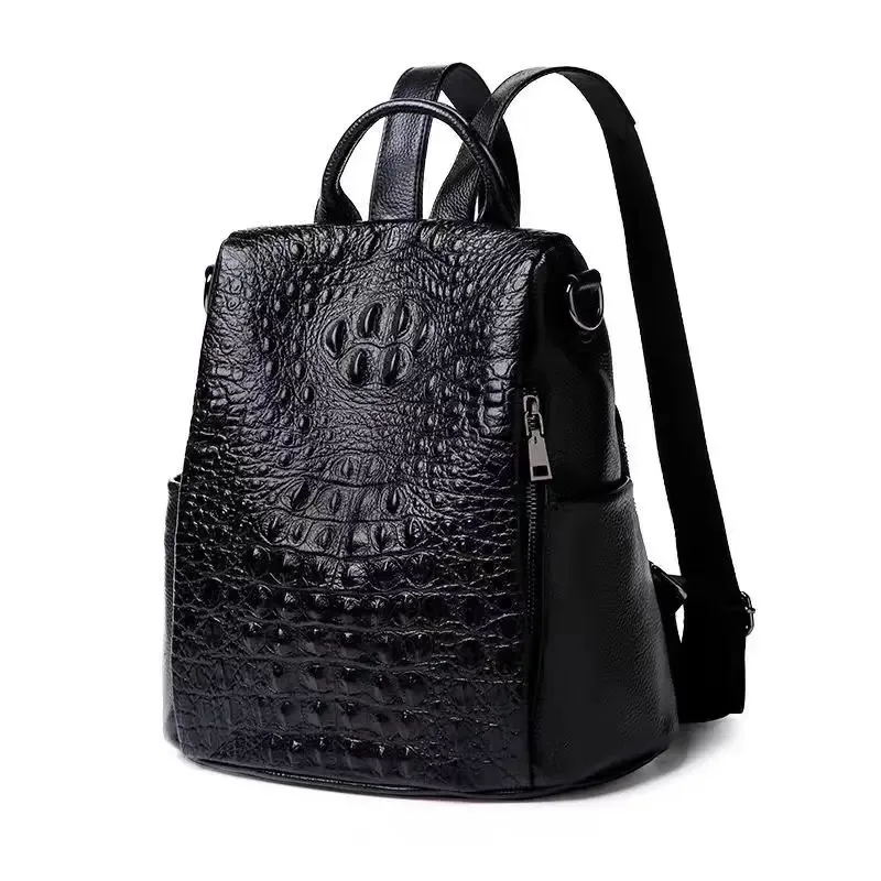 sac à dos en cuir group de vache pour femme, marque de luxe, alligator, décontracté, nouvelle mode 2025
