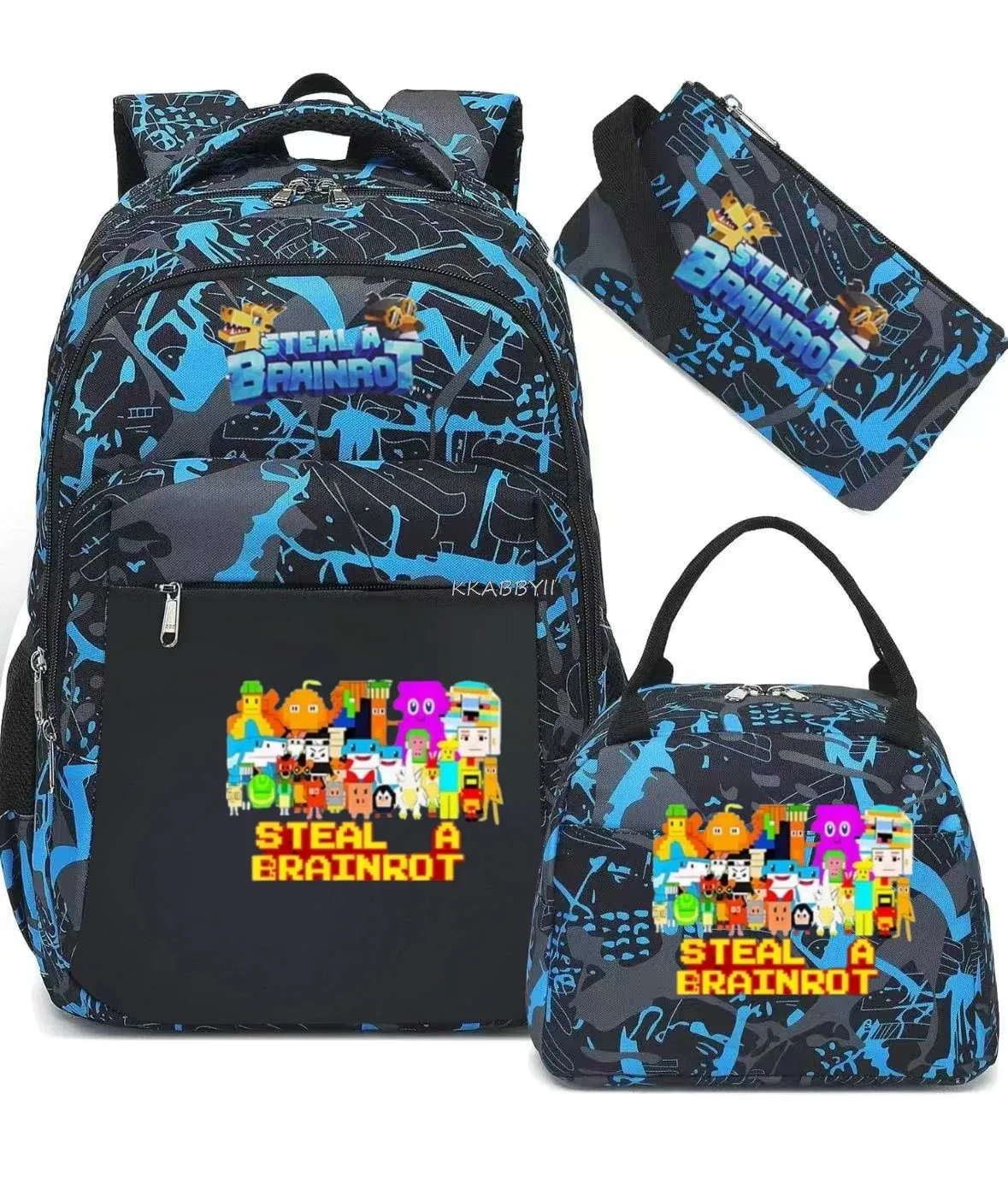sac à dos steal a brainrot avec sac à lunch pour adolescents et étudiants, ensemble de voyage décontracté et confortable