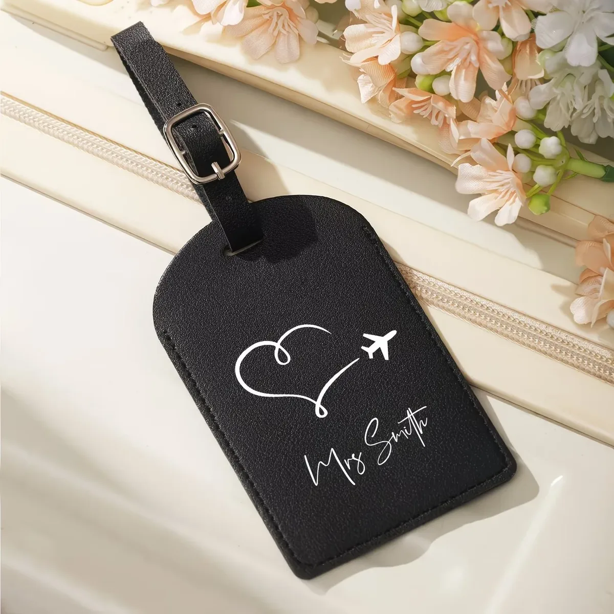 étiquettes de bagages personnalisées avec nom, accessoires de voyage pour mariages et anniversaires, identificateurs de bagages imprimés vintage élégants