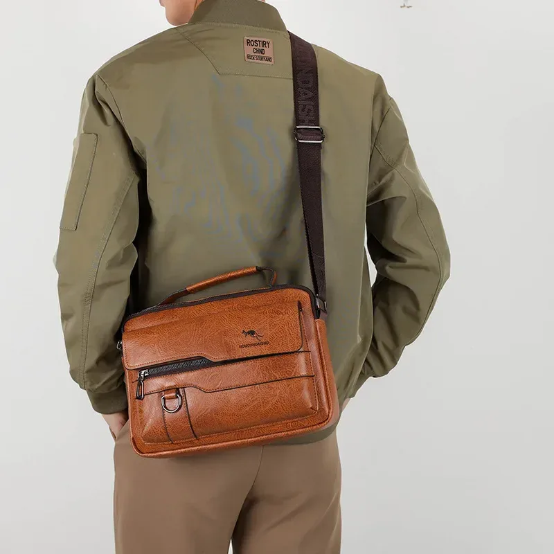 sacs de messager de marque kangourou de luxe hommes en cuir sac à bandoulière décontracté pour hommes marron noir sac à bandoulière d'affaires sac à main masculin