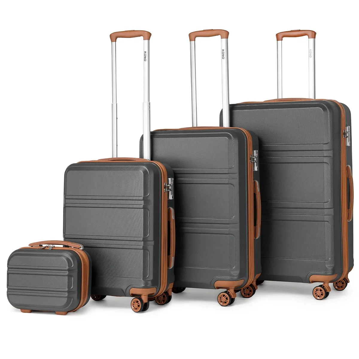 kono 4 pièces coffre dur coffre ensemble léger abs roues jumelles chariots tsa serrure valise ensemble s-m-l-xl