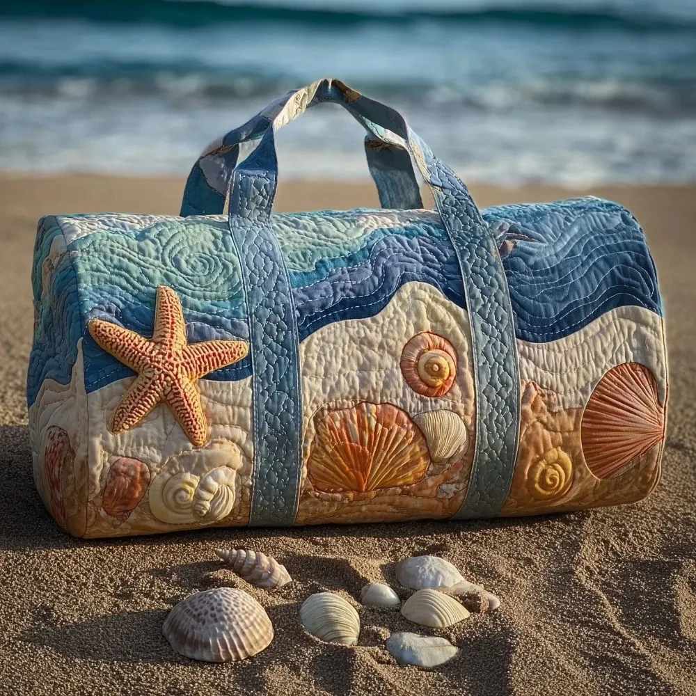 sac de plage matelassé 3d pour hommes et femmes, imprimé en relief y2k, coquillage, palmier, sac de voyage, sac de plage d'été
