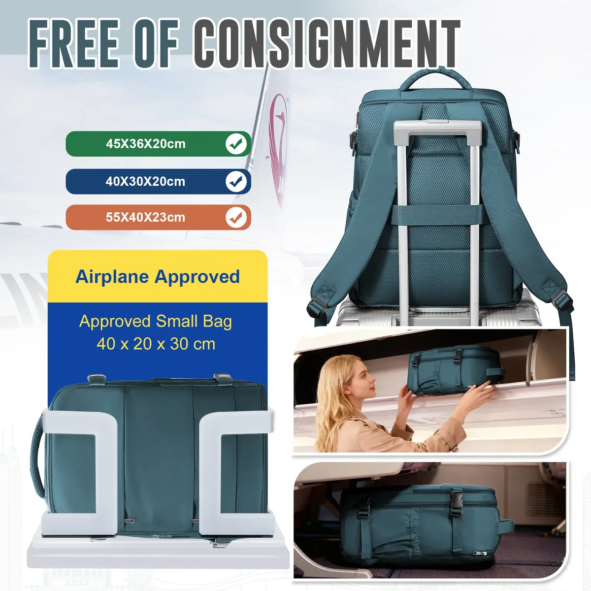 sac à dos ryanair, bagage à main approuvé par les compagnies aériennes, sac à dos de voyage pour femmes et hommes, sac à dos pour ordinateur portable de 14 pouces