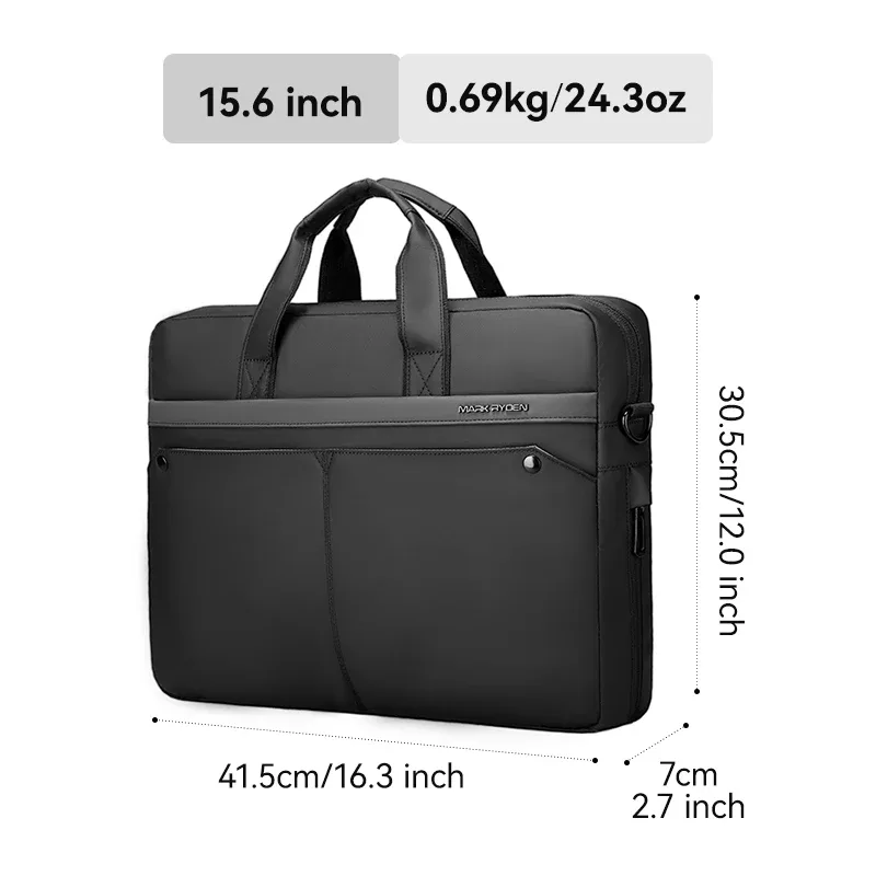 mark ryden porte-documents pour ordinateur portable en tissu oxford résistant à l'eau, sac à main professionnel extensible de 14/15,6 pouces