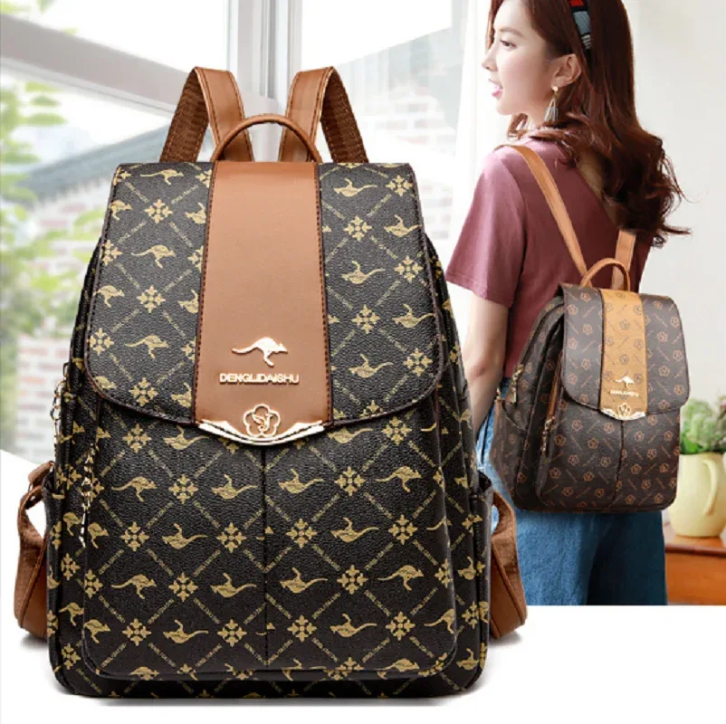 sacs à dos en cuir imprimé de luxe pour femmes, nouvelle mode, sacs à bandoulière de voyage de grande capacité, fourre-tout pour ordinateur portable, sac d'école