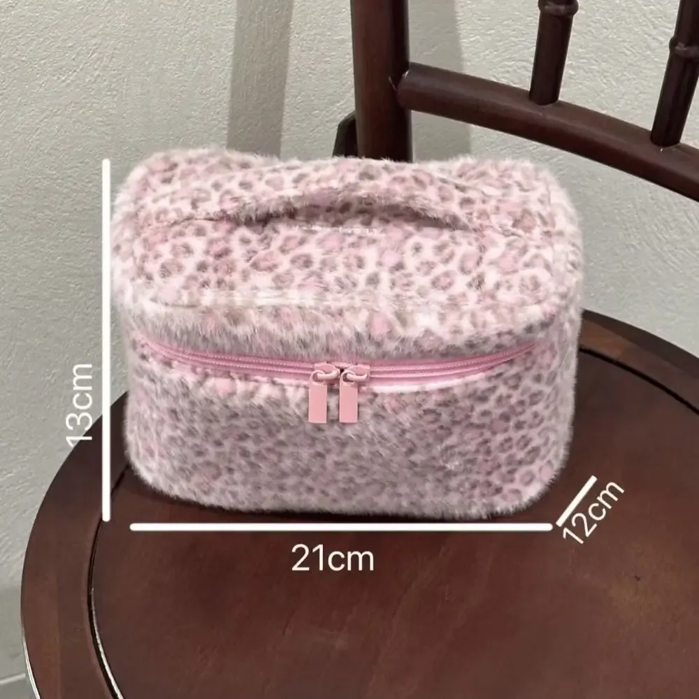 nouvelle trousse de maquillage portable avec fermeture éclair, étui de rangement multifonctionnel, sac à main léopard pour femmes et filles