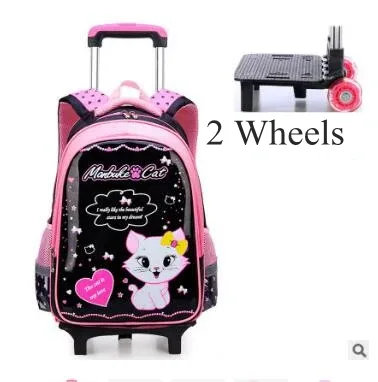 valise sac dos roulettes nylon fleur chat rose filles école voyage transport scolaire jeunesse