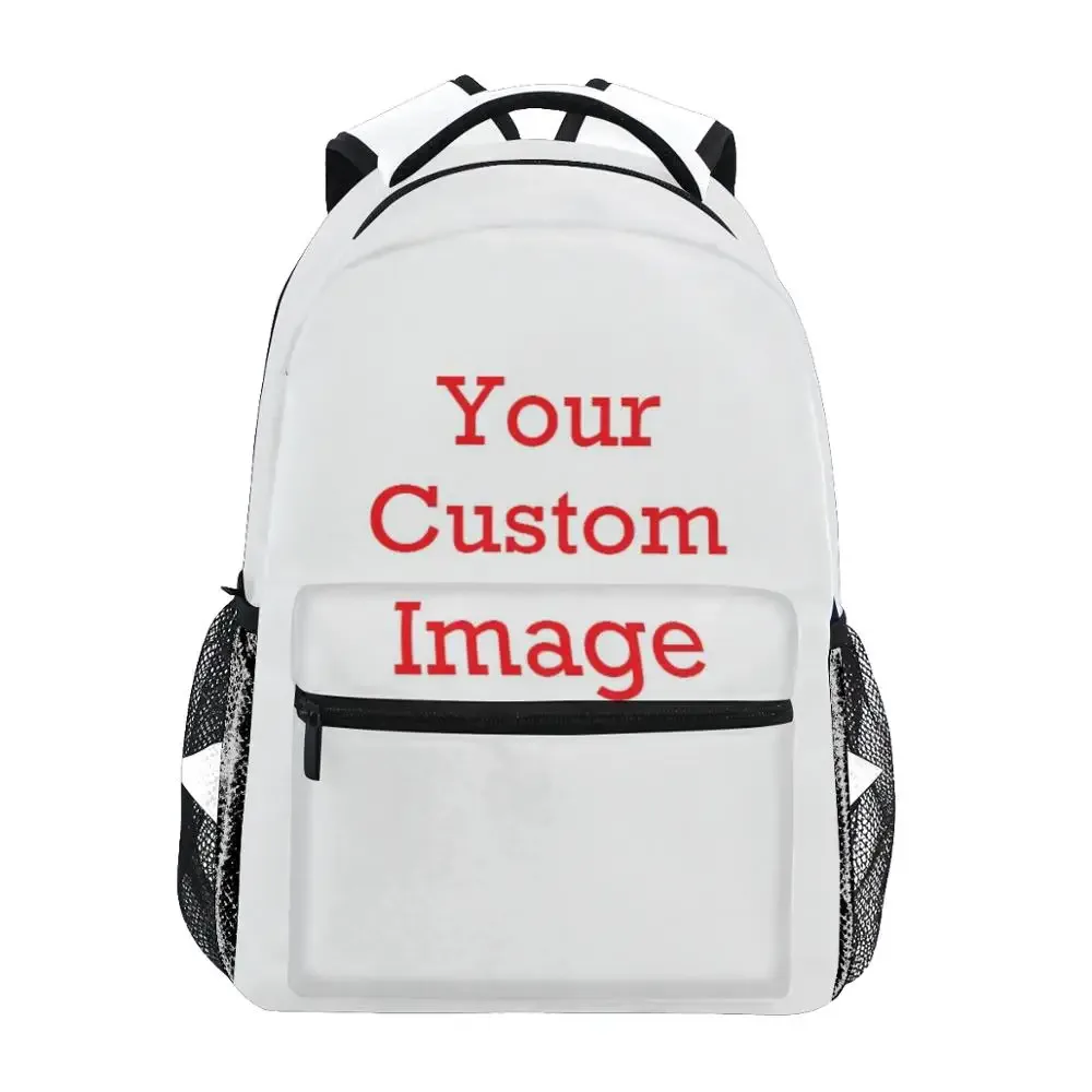 Sac Dos Polyestere Blanc Bandes Noires Poche Zippée Maille Graphique Structure Rigide Voyage École