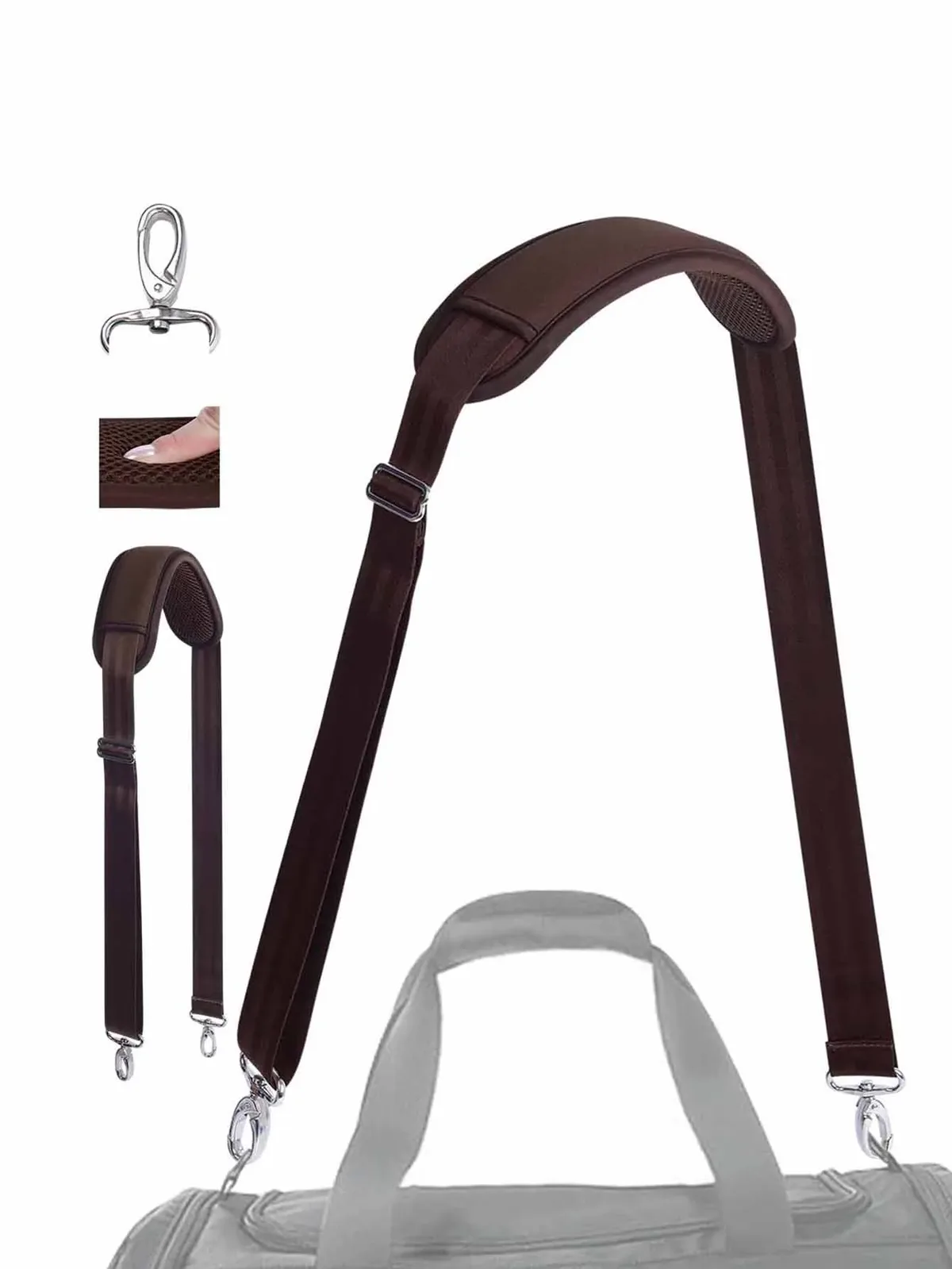 ceinture sac attachements métalliques motif maille respirante matière nylon flexible noire accessoire voyage remplacement universel