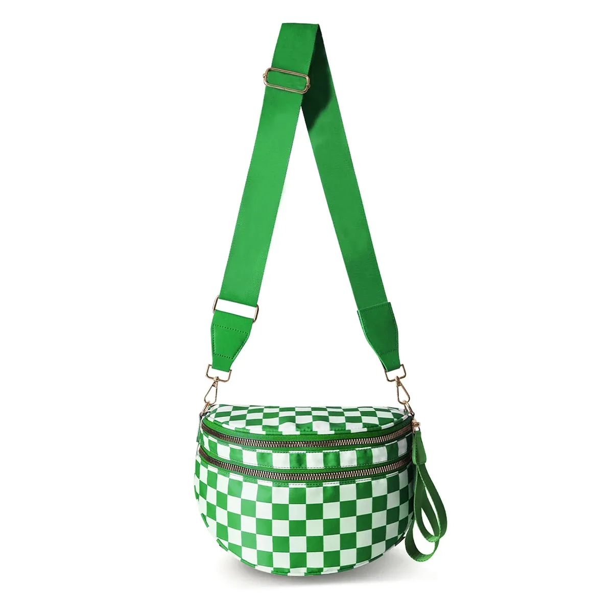 doyogi noir et blanc à carreaux spacieux bum sac sacs à bandoulière pour femmes en nylon essentiels de voyage sac de maman sac à couches pour maman
