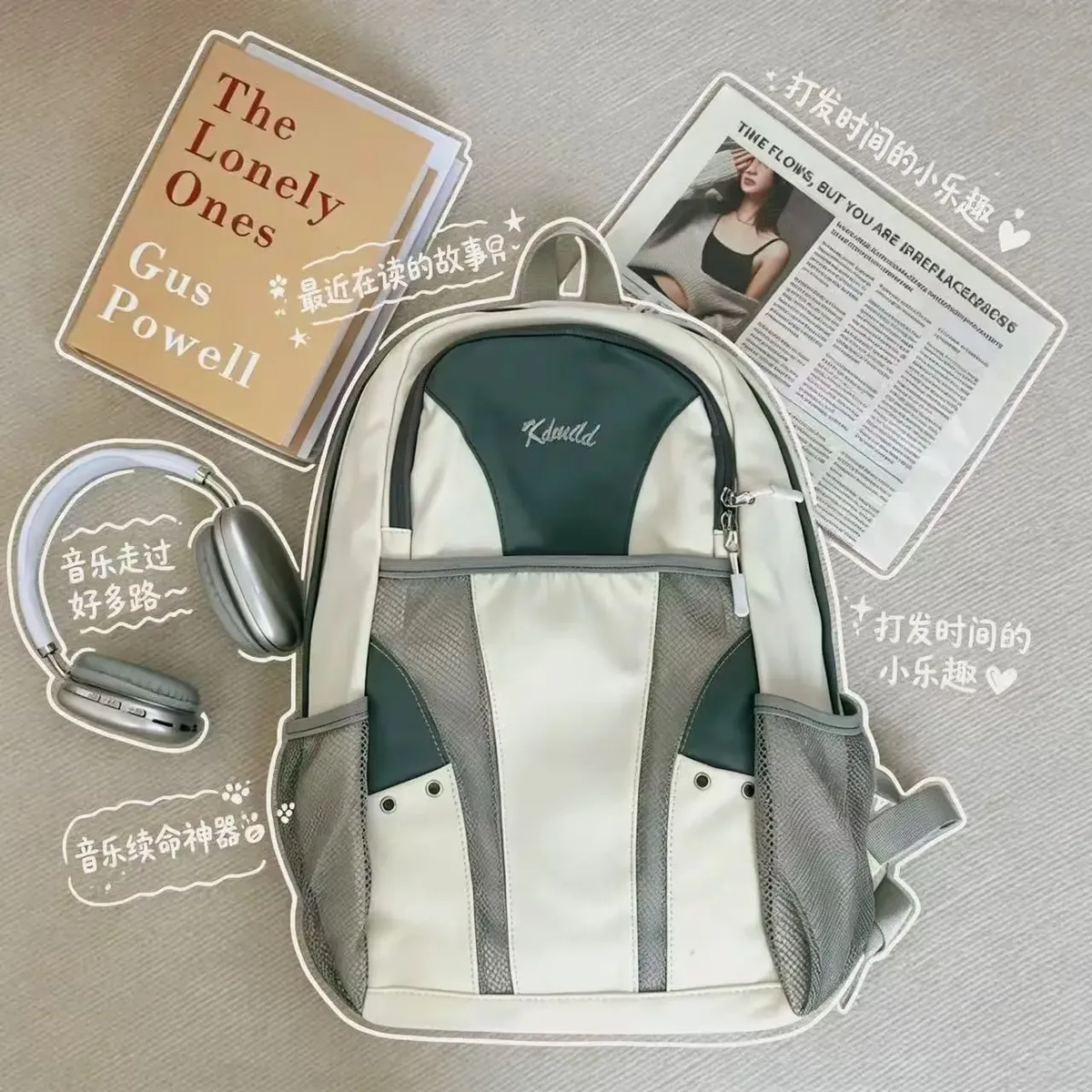 sac à dos de voyage tendance grande capacité unisexe, sac d'école patchwork, sacs à dos en nylon bleu y2k pour femme, sacs de randonnée décontractés pour homme, nouveauté 2026