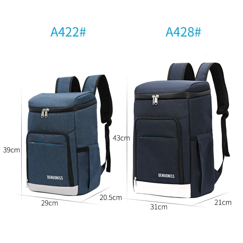 sac dos nylon bleu foncé motif camouflage thermique usage nourriture tissu résistant poche latérale zip fermeture éclair noire