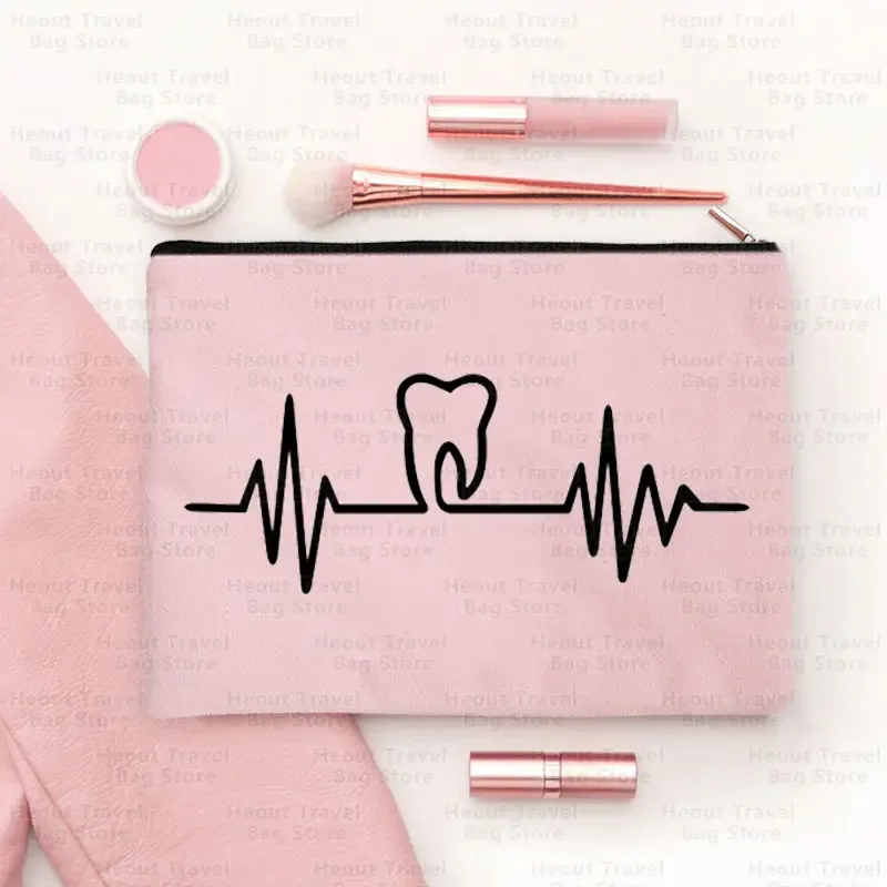 sac de dessin animé de dents pour femmes, pocommuniste de maquillage cosmétiques kawaii, trousse à crayons pour enfants, sacs de toilette en toile de voyage, poudres de golf, 2023