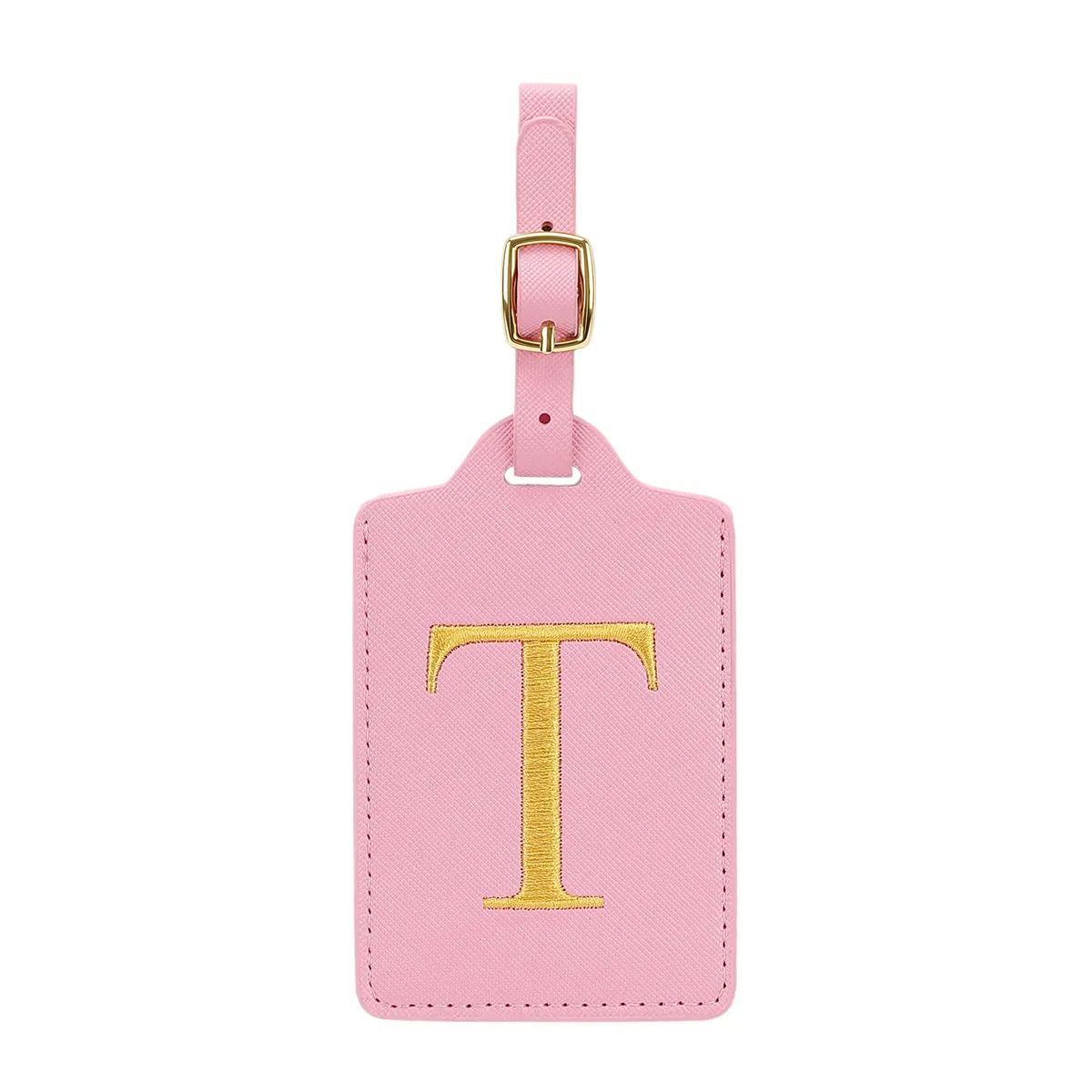 étiquettes de bagages miyin 26 lettres en cuir pu pour valises, protection de la vie privée, accessoires de voyage essentiels, rose