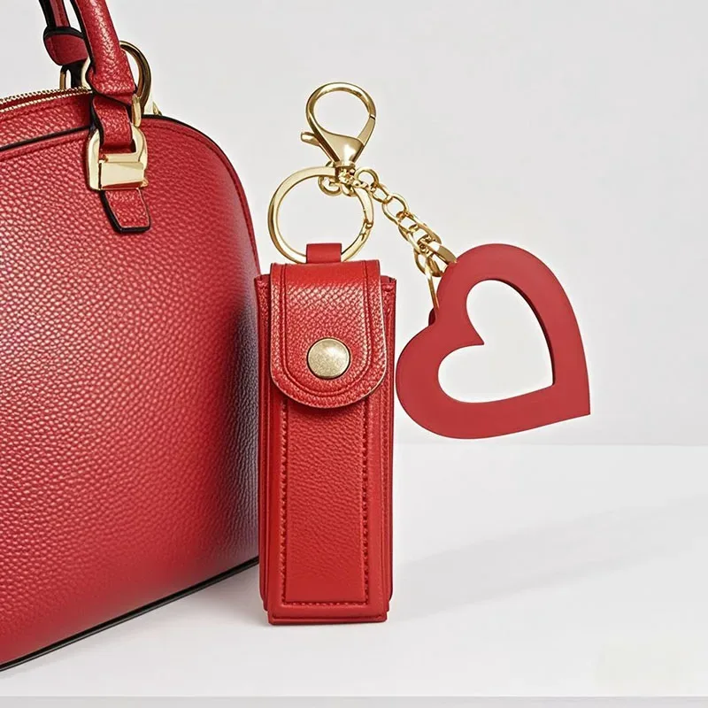 différentes couleurs disponibles, mini sac à rouge à lèvres portable avec miroir en forme de cœur, sac à rouge à lèvres portable avec miroir, petite trousse de maquillage