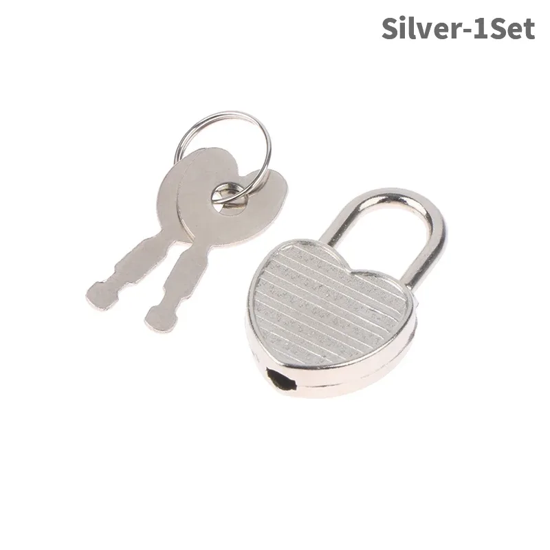 cadenas verrouiller métal forme coeur clé noir argent doré hautequalite voyage usage sécurité bagage journal boitebijoux collectible