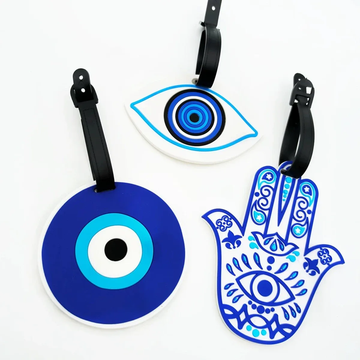 étiquette de bagage créative à motif d'oeil de main de fatima, étiquette de bagage d'enregistrement d'aéroport, accessoire de voyage pour éviter la perte.-zmt